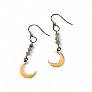 Celestial Crescent Moon Drop Earrings | 18K PVD Gold 316L Stainless Steel